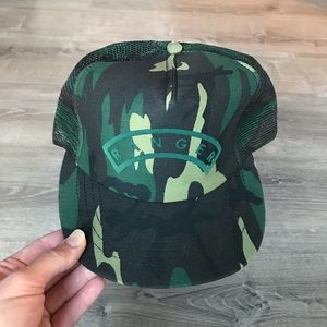 Made in USA Vintage Ranger Camo Trucker Hat.
